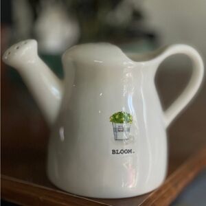 Rae Dunn White Watering Can with Bloom Design